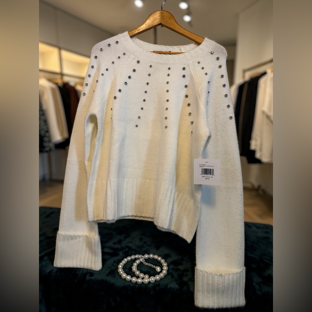 Ellen Tracy Ivory Sweater with Metallic Details - Picture 6 of 11